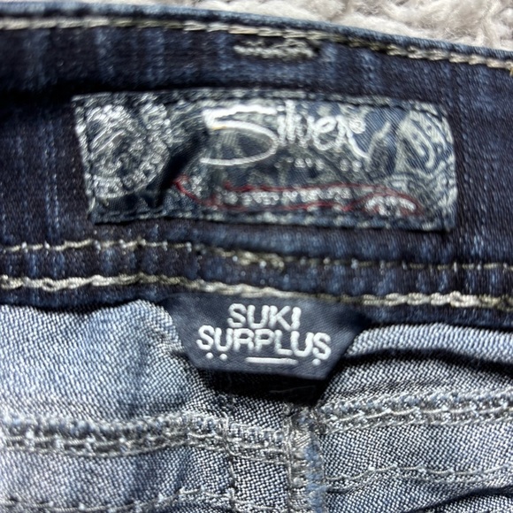 Silver Jeans Womens 26 Suki Surplus Stretch Flare Flap Pockets Big Stitch Party - Picture 2 of 5